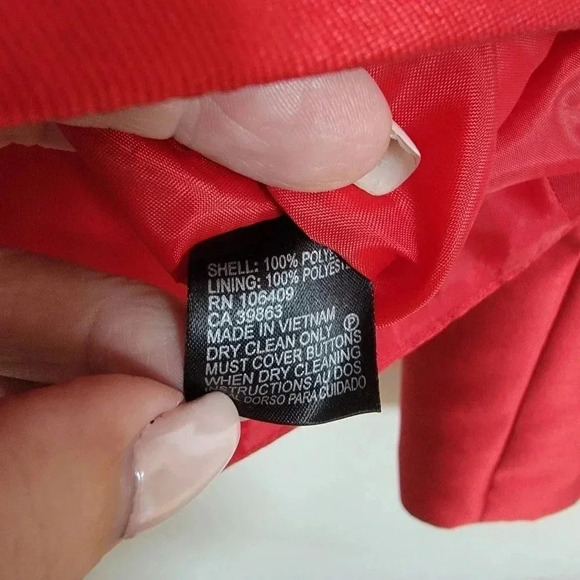 Tahari Red Satin Blazer with Rhinestone Buttons - Picture 5 of 5